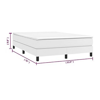 Yeri Full Size Bed Frame, White Faux Leather, Low Profile Legs