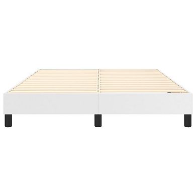 Yeri Full Size Bed Frame, White Faux Leather, Low Profile Legs