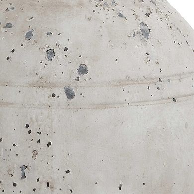 Table Lamp, Round Linen Shade, 24 Inch Distressed White Ceramic Body