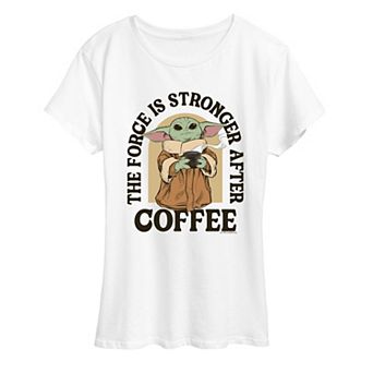 Women's Star Wars The Mandalorian The Force Is Stronger After Coffee Graphic Tee
