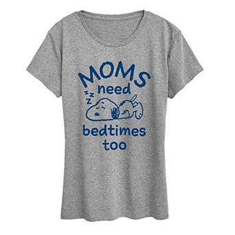 Women's Peanuts Snoopy Moms Need Bedtimes Too Graphic Tee