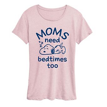 Women's Peanuts Snoopy Moms Need Bedtimes Too Graphic Tee