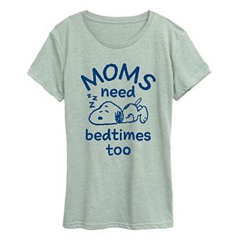 Women's Peanuts Snoopy Moms Need Bedtimes Too Graphic Tee