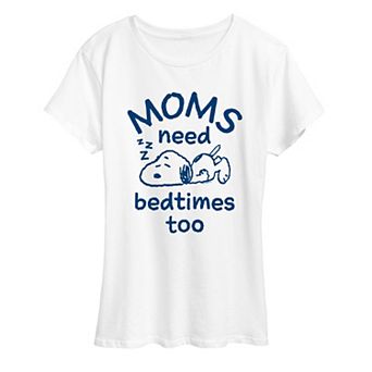 Women's Peanuts Snoopy Moms Need Bedtimes Too Graphic Tee