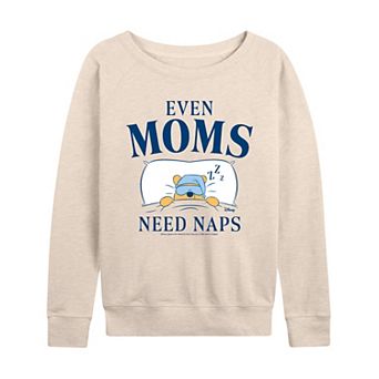 Women's Disney's Winnie The Pooh Even Moms Need Naps French Terry Long Sleeve Tee
