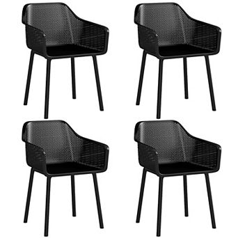Gymax 2 PCS/4 pc Modern Plastic Dining Chairs Kitchen Armchairs w/ Breathable Mesh Backrest