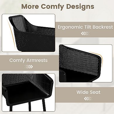 Gymax 2 PCS/4 PCS Modern Plastic Dining Chairs Kitchen Armchairs w/ Breathable Mesh Backrest