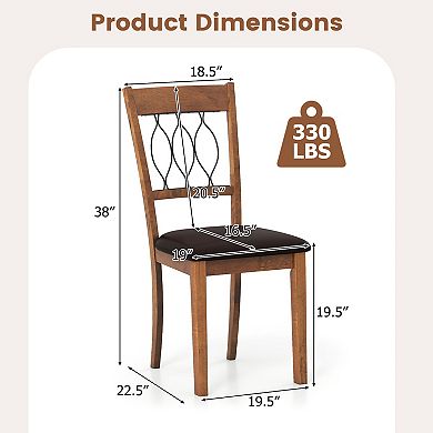Gymax Dining Chair Set of 2 w/Padded Seat & Elegant Backrest for Restaurant