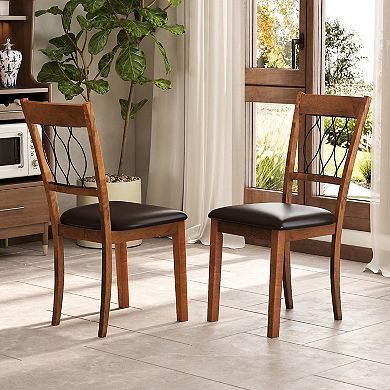 Gymax Dining Chair Set of 2 w/Padded Seat & Elegant Backrest for Restaurant