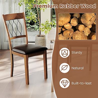 Gymax Dining Chair Set of 2 w/Padded Seat & Elegant Backrest for Restaurant