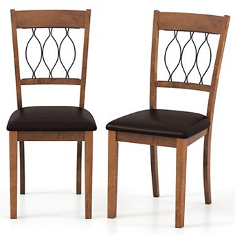Gymax Dining Chair Set of 2 w/Padded Seat & Elegant Backrest for Restaurant
