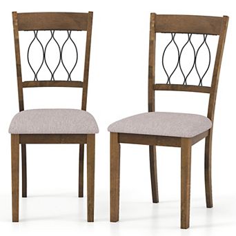 Gymax Dining Chair Set of 2 w/Padded Seat & Elegant Backrest for Restaurant