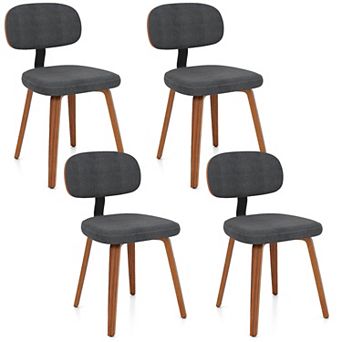 Gymax Dining Chairs Set of 4 w/Curved Backrest Padded Seat for Dining Room Living Room