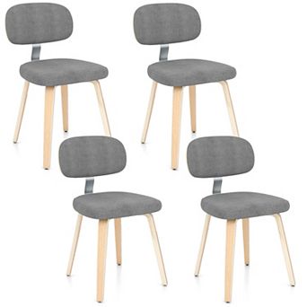 Gymax Dining Chairs Set of 4 w/Curved Backrest Padded Seat for Dining Room Living Room