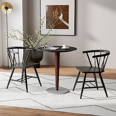 Gymax Windsor Dining Chair Set of 2/4 w/Rubber Wood Frame Curved Spindle Back & Armrest