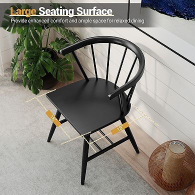 Gymax Windsor Dining Chair Set of 2/4 w/Rubber Wood Frame Curved Spindle Back & Armrest
