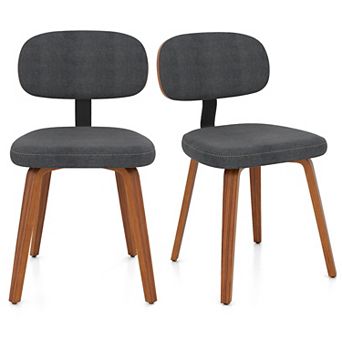 Gymax Dining Chairs Set of 2 w/Curved Backrest Padded Seat for Dining Room Living Room