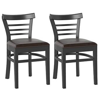 Gymax Modern Dining Chair Set of 2 Upholstered Kitchen Chair w/Rubber Wood Legs