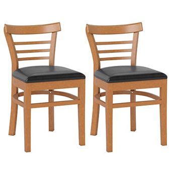 Gymax Modern Dining Chair Set of 2 Upholstered Kitchen Chair w/Rubber Wood Legs
