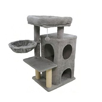 Gymax Cat Tree w/ 2 tier Condo Padded Plush Top Perch Sisal Scratching Posts