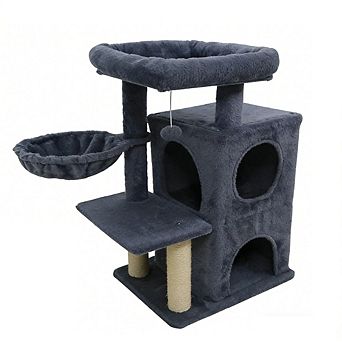 Gymax Cat Tree w/ 2 tier Condo Padded Plush Top Perch Sisal Scratching Posts