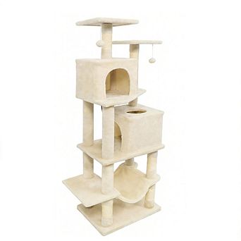 Gymax Cat Tree for Indoor Cats w/Dual Condos Hammock Sisal Scratching Posts