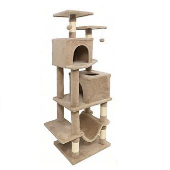 Gymax Cat Tree for Indoor Cats w/Dual Condos Hammock Sisal Scratching Posts