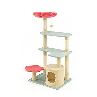 Gymax Flower Cat Tree w/Flower-shaped Soft Perch Sisal Scratching Posts