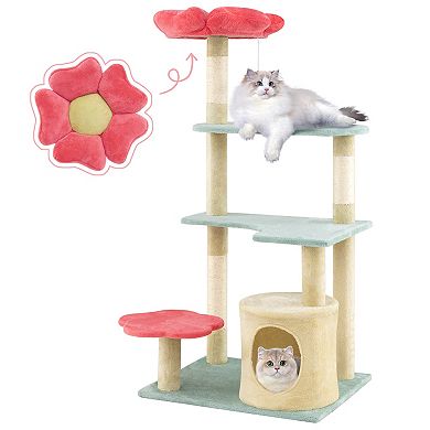 Gymax Flower Cat Tree w/Flower-shaped Soft Perch Sisal Scratching Posts