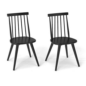 Gymax Windsor Dining Chairs Set of 2/4 w/Rubber Wood Frame High Spindle Back for Home