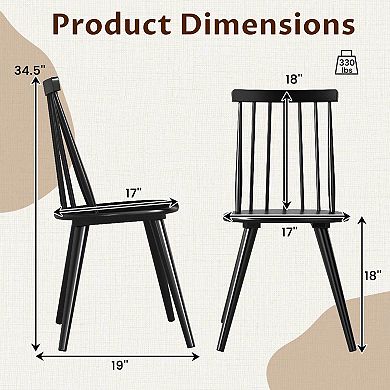 Gymax Windsor Dining Chairs Set of 2/4 w/Rubber Wood Frame High Spindle Back for Home
