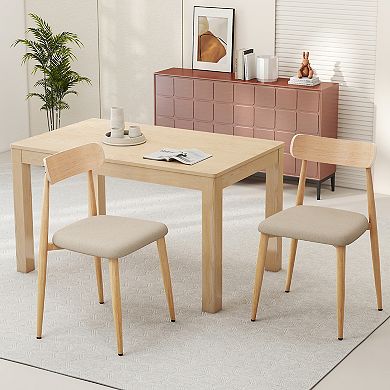 Gymax Modern Upholstered Dining Chairs Linen Fabric Mid-Century Modern Accent Armless Chair