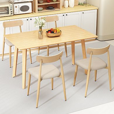 Gymax Modern Upholstered Dining Chairs Linen Fabric Mid-Century Modern Accent Armless Chair