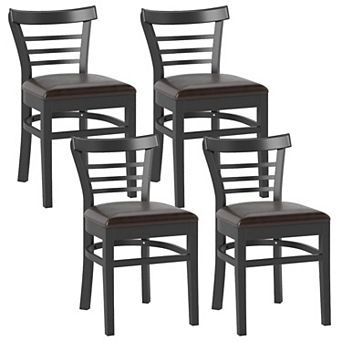 Gymax Modern Dining Chair Set of 4 Upholstered Kitchen Chair w/Rubber Wood Legs