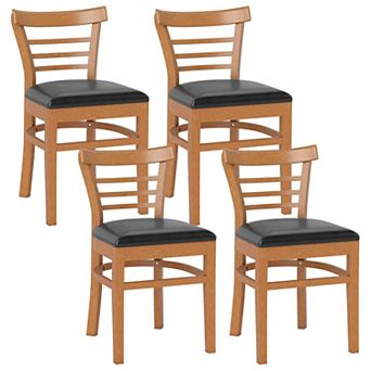 Gymax Modern Dining Chair Set of 4 Upholstered Kitchen Chair w/Rubber Wood Legs