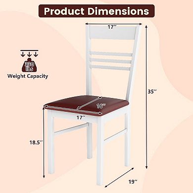Gymax Wood Dining Chairs Set of 2 w/Rubber Wood Frame Padded Seat & Slatted Backrest