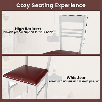 Gymax Wood Dining Chairs Set of 2 w/Rubber Wood Frame Padded Seat & Slatted Backrest