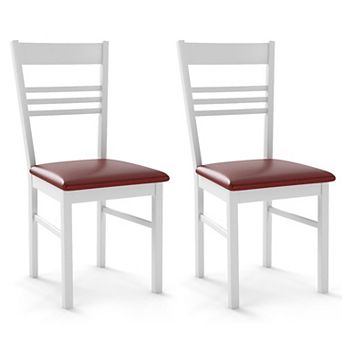 Gymax Wood Dining Chairs Set of 2 w/Rubber Wood Frame Padded Seat & Slatted Backrest