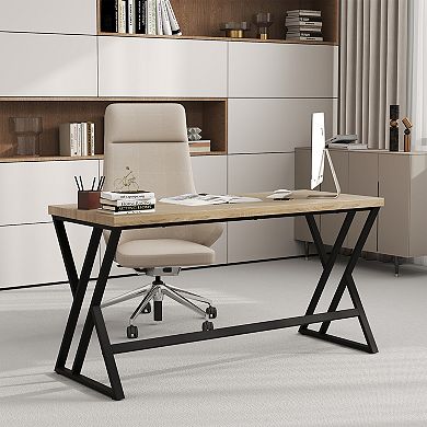 Gymax 1PC/2PCS 59'' Computer Desk Large Industrial Home Office Desk w/ Heavy-duty Metal Frame