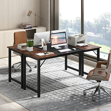 Gymax 63'' Computer Desk Modern Industrial Office Desk w/ Metal Frame & Large Executive Desk