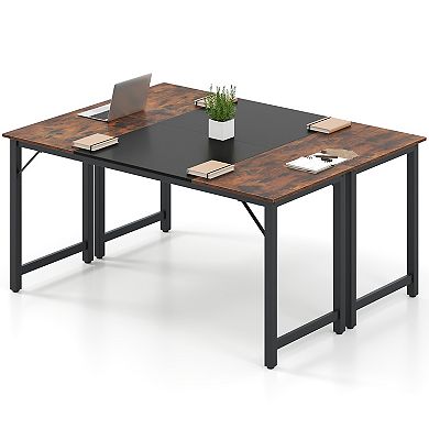 Gymax 63'' Computer Desk Modern Industrial Office Desk w/ Metal Frame & Large Executive Desk