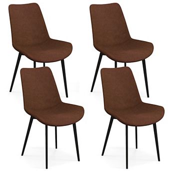 Gymax Dining Chair Set of 4 w/ Metal Legs Padded Seats & Backs for Dining Room