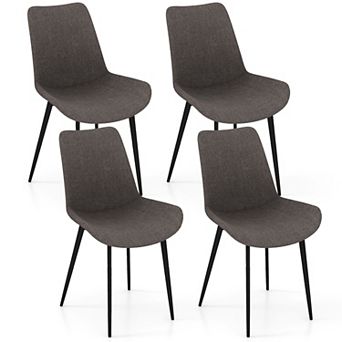 Gymax Dining Chair Set of 4 w/ Metal Legs Padded Seats & Backs for Dining Room