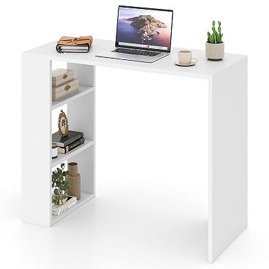 Gymax 36'' Compact Writing Desk w/ 3 Open Shelves Freestanding Anti-tipping Kit