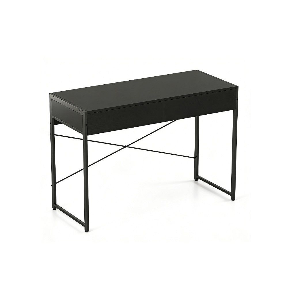 Gymax Modern 2-Drawer Computer Desk w/ Reinforced Heavy-Duty Metal ...