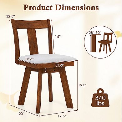 Gymax Swivel Dining Chairs Set of 2/4 Dining Room Chairs w/ Rubber Wood Frame