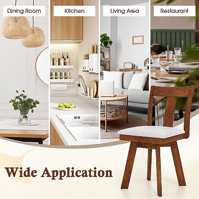 Gymax Swivel Dining Chairs Set of 2/4 Dining Room Chairs w/ Rubber Wood Frame