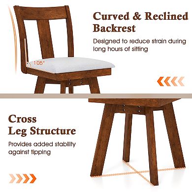 Gymax Swivel Dining Chairs Set of 2/4 Dining Room Chairs w/ Rubber Wood Frame