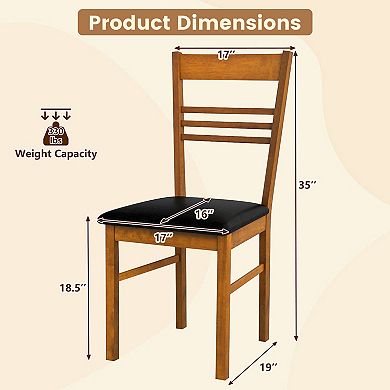 Gymax Wood Dining Chairs Set of 4 w/Rubber Wood Frame Padded Seat & Slatted Backrest