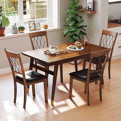 Gymax Dining Chair Set of 4 w/Padded Seat & Elegant Backrest for Restaurant